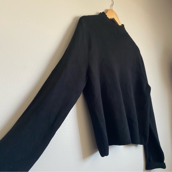 Dynamite Mock Neck Ribbed Sweater. Black. Medium. - Picture 6 of 6